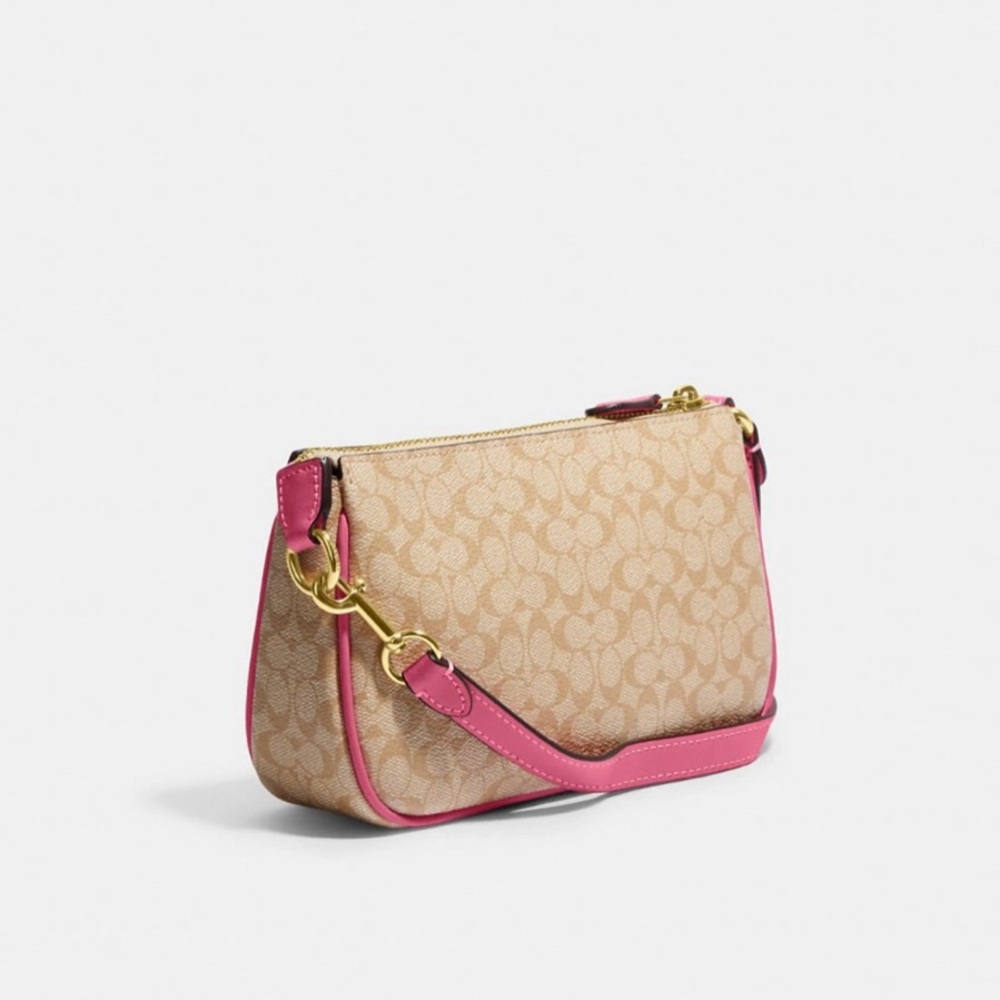 Coach Signature Beige and Pink Crossbody Bag